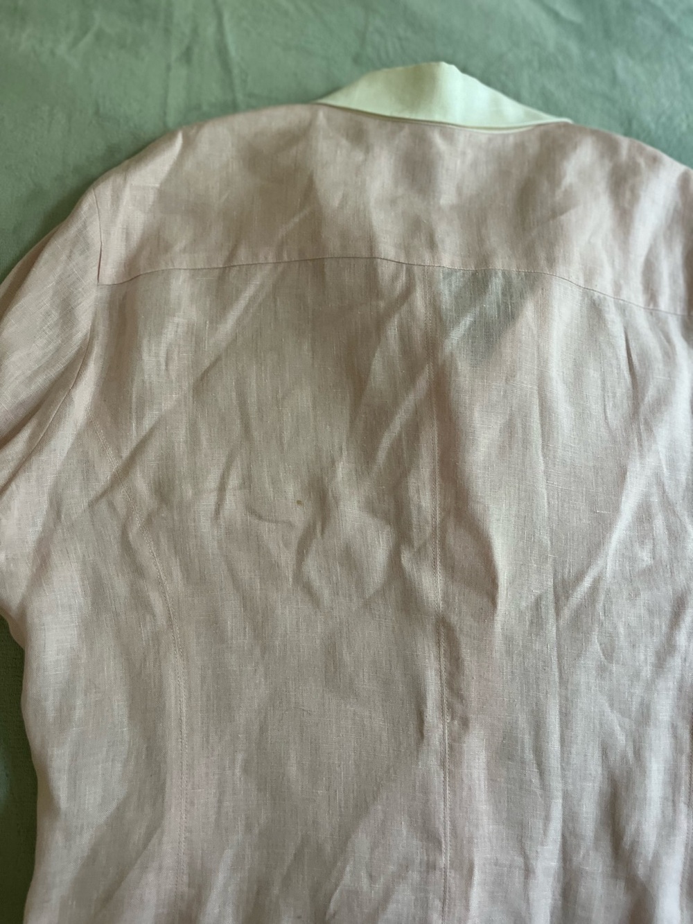 MaxMara Weekend women linen Light Pink Button-Down Shirt with White Collar - Picture 11 of 11